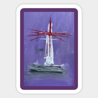 abstract red light in purple cloud on lighthouse Sticker